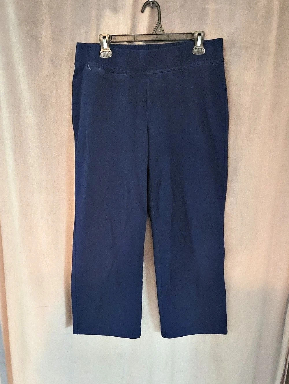 Lands' End Women's Elastic Waist Crop Pants Cropped Straight Size Large Petite